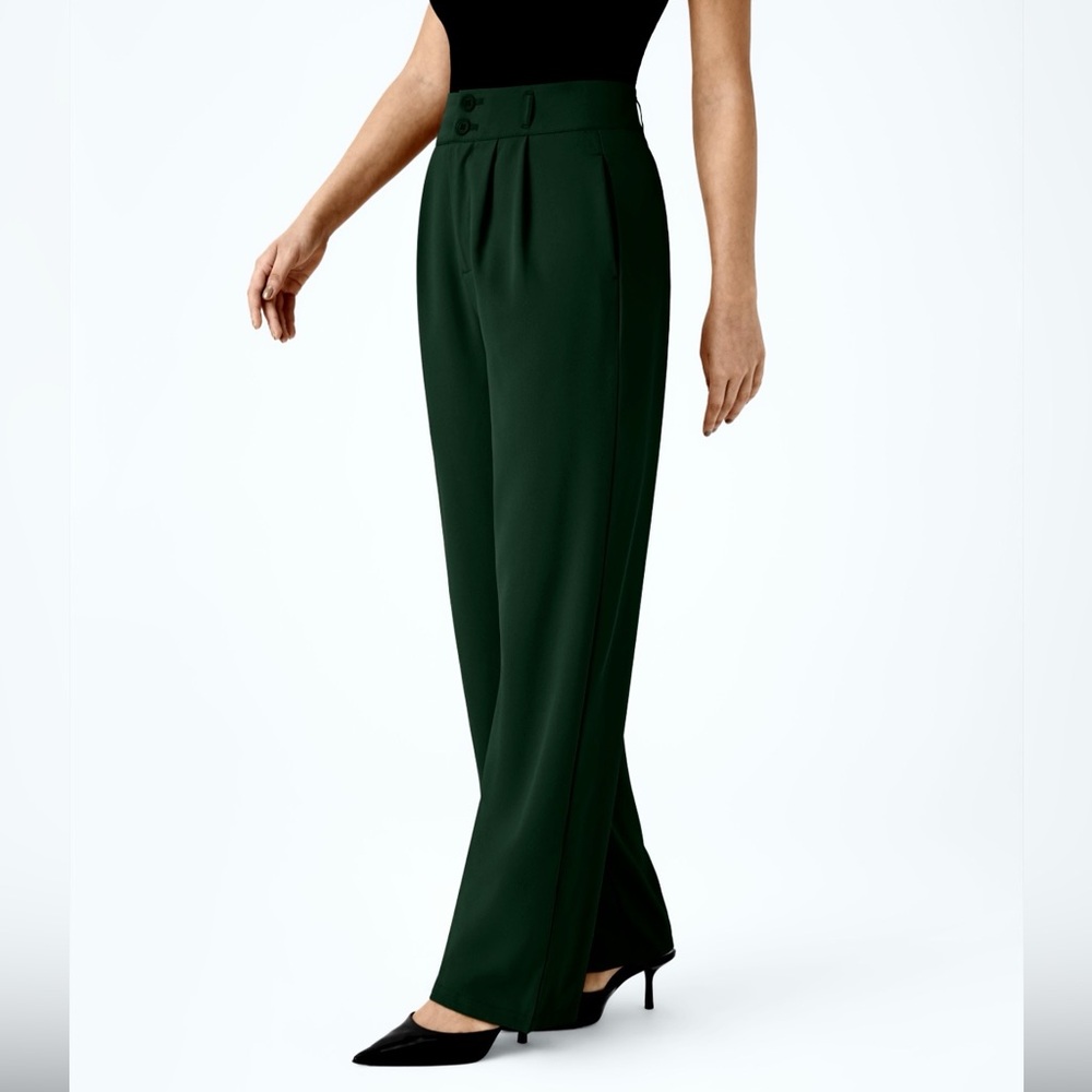 🆕 Halara High Waisted Shirred Straight Leg Work Pants, Size M - Picture 4 of 7